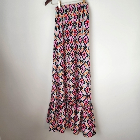 Anthropologie Eyes of Simone colorful ruffle bottom maxi skirt size small - Picture 4 of 6